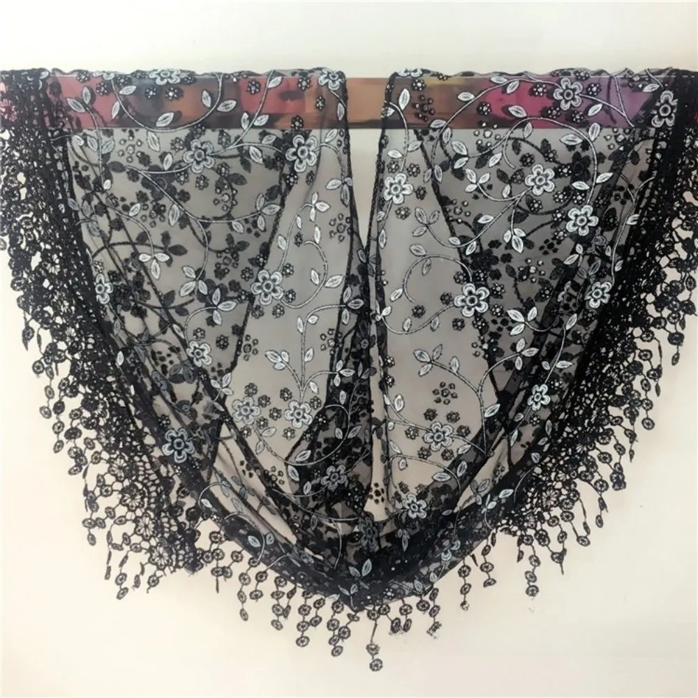 Breathable Floral Lace Shawls Elegant Lace Flower Embroidered Spanish Lace Mantill Tassel Thin Lace Triangle Scarf Church Wear
Breathable Floral Lace Shawls Elegant Lace Flower Embroidered Spanish Lace Mantill Tassel Thin Lace Triangle Scarf Church Wear