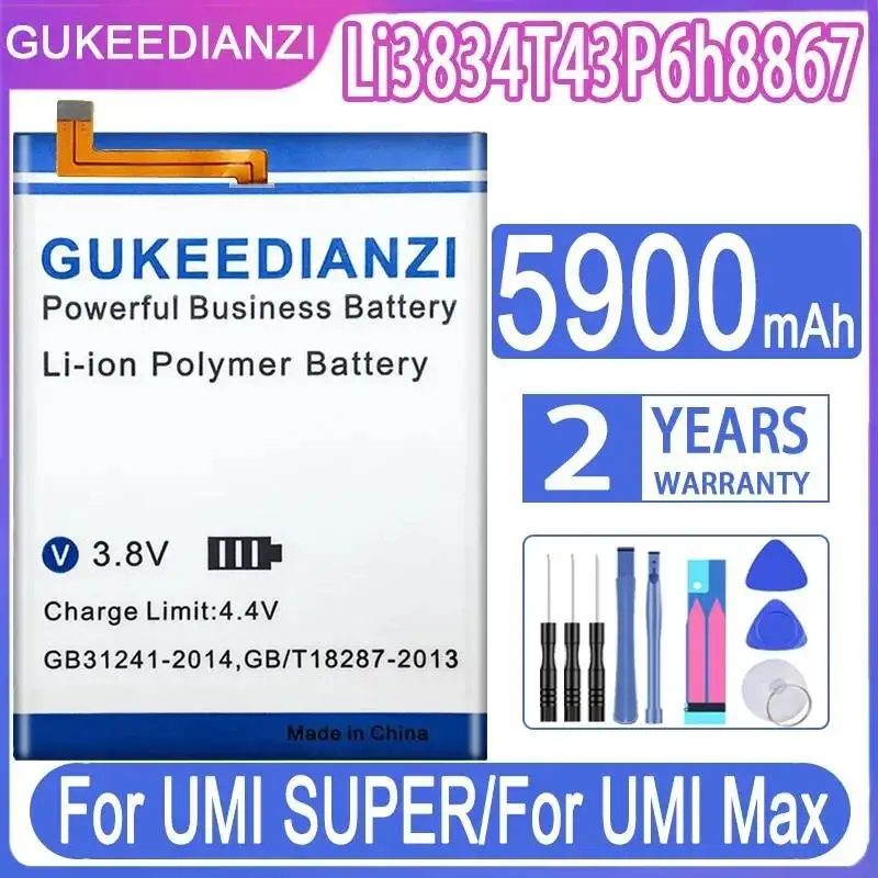 Mobile Phone Battery Li3834T43P6h8867 5900mAh For Umidigi Umi Super Max Lightweight
Mobile Phone Battery Li3834T43P6h8867 5900mAh For Umidigi Umi Super Max Lightweight