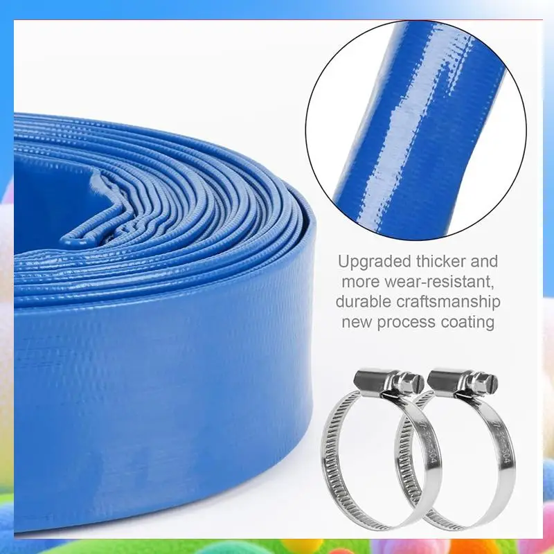 1.5In X 20 FT Pool Backwash Hose, Flat Sump Pump Hose, Reinforced Discharge Hose With Clamp, Drain Clean Swimming Pools-AA25
1.5In X 20 FT Pool Backwash Hose, Flat Sump Pump Hose, Reinforced Discharge Hose With Clamp, Drain Clean Swimming Pools-AA25