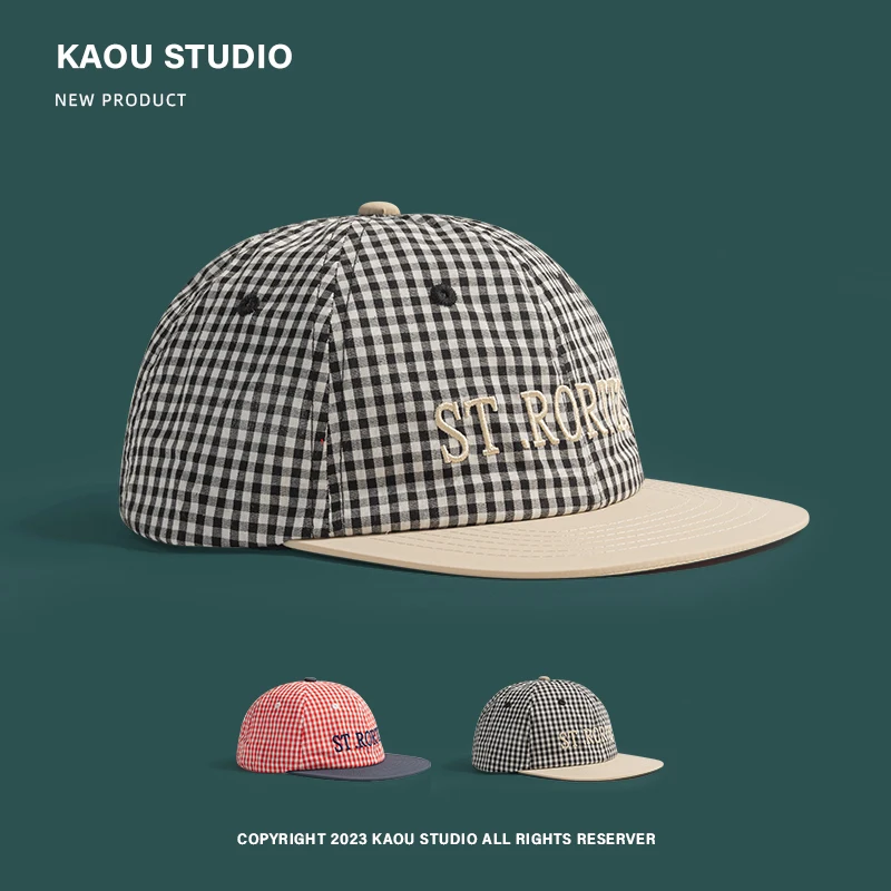 New Color Matching Men and Women Summer Sunshade Flat Edge Hat Korean Version Plaid Letter Embroidery Adjustable Baseball Cap
New Color Matching Men and Women Summer Sunshade Flat Edge Hat Korean Version Plaid Letter Embroidery Adjustable Baseball Cap