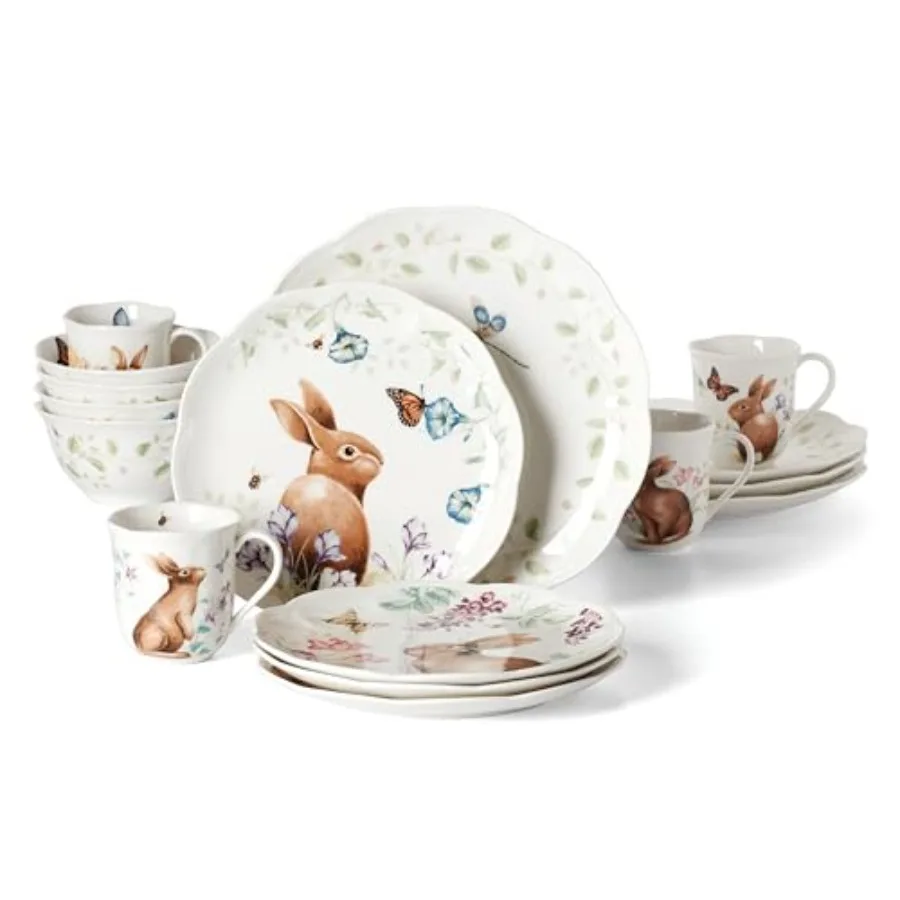 Dinnerware Set Butterfly Meadow Bunny 16-Piece Set Service For 4 Dishwasher Safe Microwave Safe Made Of Porcelain Bowls And Mug
Dinnerware Set Butterfly Meadow Bunny 16-Piece Set Service For 4 Dishwasher Safe Microwave Safe Made Of Porcelain Bowls And Mug