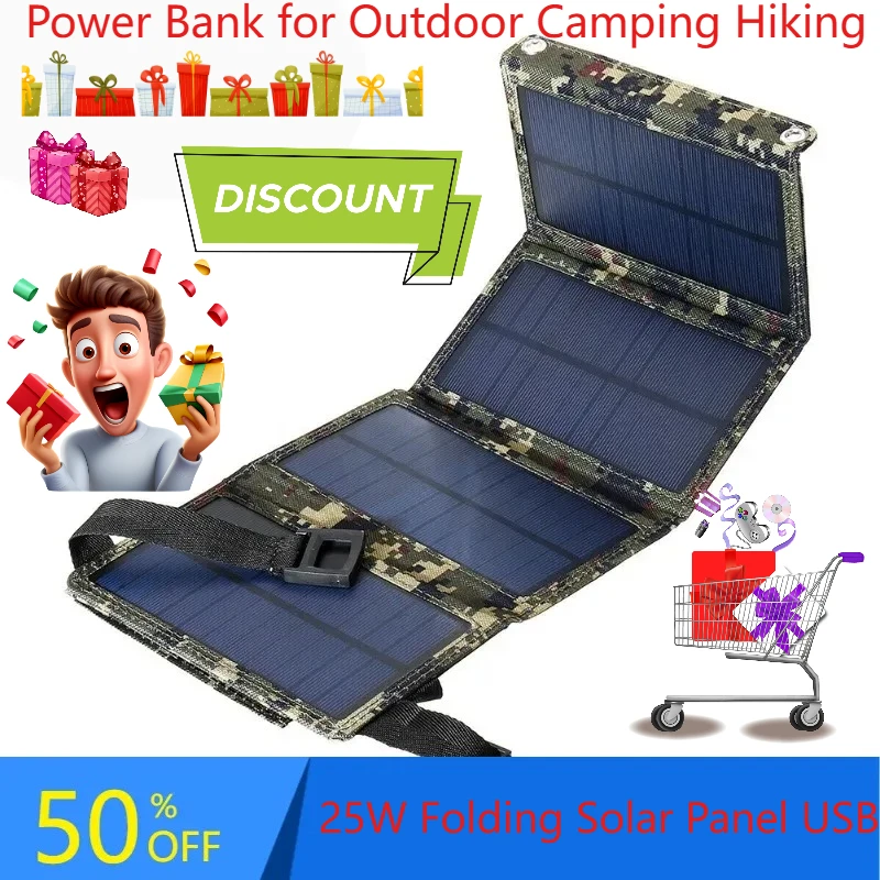 25W Folding Solar Panel USB 5V Solar Charger Portable Solar Battery Power Bank for Outdoor Camping Hiking + Cable
25W Folding Solar Panel USB 5V Solar Charger Portable Solar Battery Power Bank for Outdoor Camping Hiking + Cable