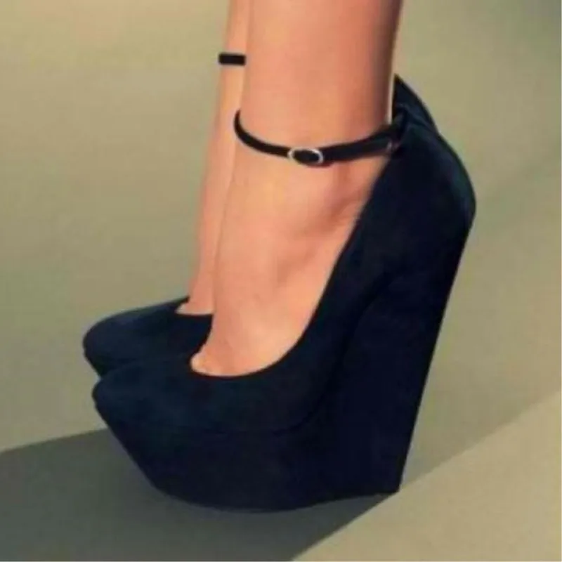 Sexy women's shoes. Suede, about 15 cm heel height. Wedge heel. Buckle shoes. Women's high heels. Round toe pumps.SIZE:34-45
Sexy women's shoes. Suede, about 15 cm heel height. Wedge heel. Buckle shoes. Women's high heels. Round toe pumps.SIZE:34-45