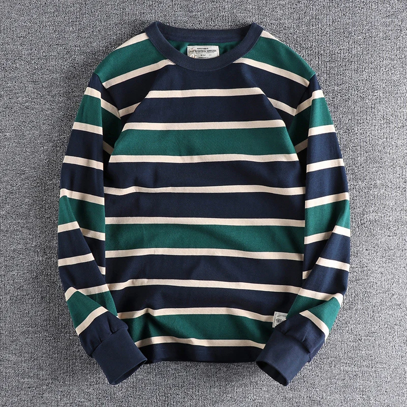 Comfortable Cotton Long Sleeve T-Shirt Men's round Neck Casual Striped Sea Soul Shirt Vintage American Retro Style Youth Fashion
Comfortable Cotton Long Sleeve T-Shirt Men's round Neck Casual Striped Sea Soul Shirt Vintage American Retro Style Youth Fashion