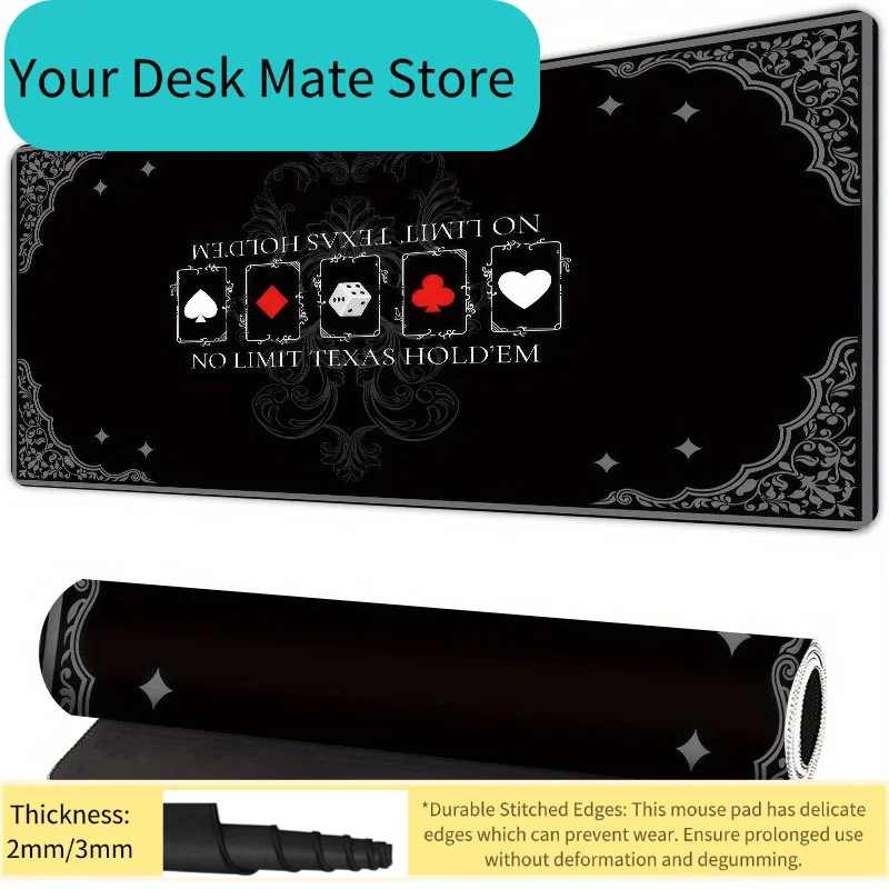 Коврик для мыши с дизайном покера Texas Hold'em, настольный коврик, игровой коврик, резиновый, противоскользящий, прочный, аксессуары для ПК, удлиненный коврик для клавиатуры и мыши
Коврик для мыши с дизайном покера Texas Hold'em, настольный коврик, игровой коврик, резиновый, противоскользящий, прочный, аксессуары для ПК, удлиненный коврик для клавиатуры и мыши