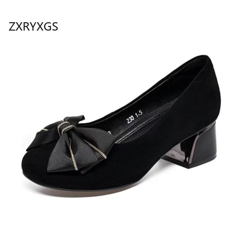 ZXRYXGS Premium Sheep Suede Bow Women Fashionable Shoe 2026 Mesh Real Leather Spring Summer Banquet Shoes Heel High 2.5 / 4.5 Cm
ZXRYXGS Premium Sheep Suede Bow Women Fashionable Shoe 2026 Mesh Real Leather Spring Summer Banquet Shoes Heel High 2.5 / 4.5 Cm