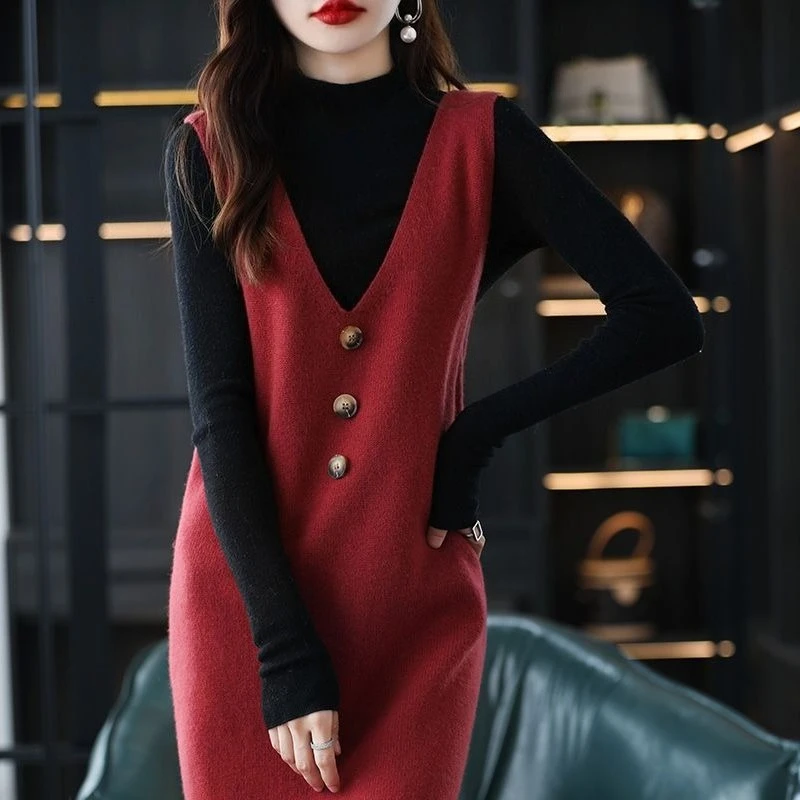 Юбка-жилет на пуговицах, женское длинное вязаное платье-жилет, осенняя новая мода, длинная юбка без рукавов с v-образным вырезом, удобная средней длины
Юбка-жилет на пуговицах, женское длинное вязаное платье-жилет, осенняя новая мода, длинная юбка без рукавов с v-образным вырезом, удобная средней длины