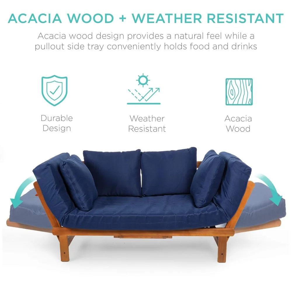 Outdoor Convertible Acacia Wood Futon Sofa Furniture, Backyard W/Pullout Tray, Customized
Outdoor Convertible Acacia Wood Futon Sofa Furniture, Backyard W/Pullout Tray, Customized