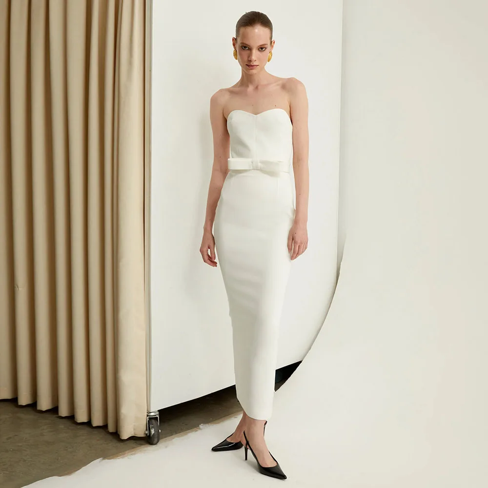 Customized Simple Wedding Dress Maxi Sweetheart Bow Belt Sleeveless Column Wedding Gowns Ankle Length Back Split Bridal Dresses
Customized Simple Wedding Dress Maxi Sweetheart Bow Belt Sleeveless Column Wedding Gowns Ankle Length Back Split Bridal Dresses