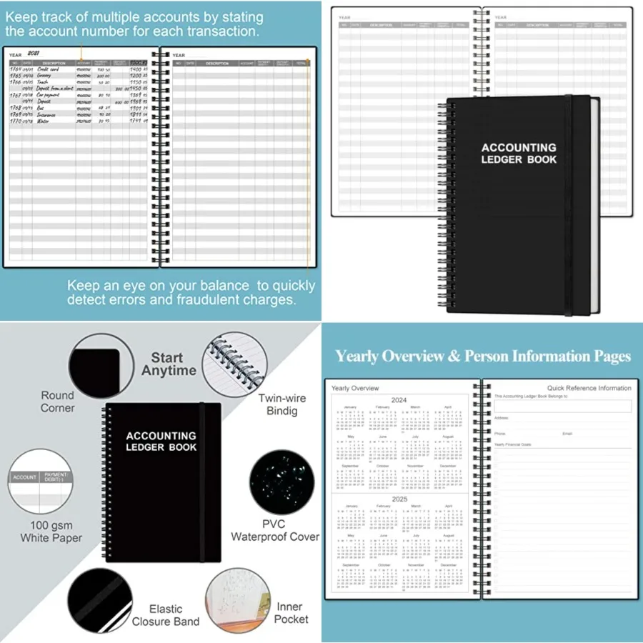 Accounting Ledger Book - A5 Ledger Book for Bookkeeping, Small Businesses Personal Use, Expense Tracker Notebook for Tracking M
Accounting Ledger Book - A5 Ledger Book for Bookkeeping, Small Businesses Personal Use, Expense Tracker Notebook for Tracking M