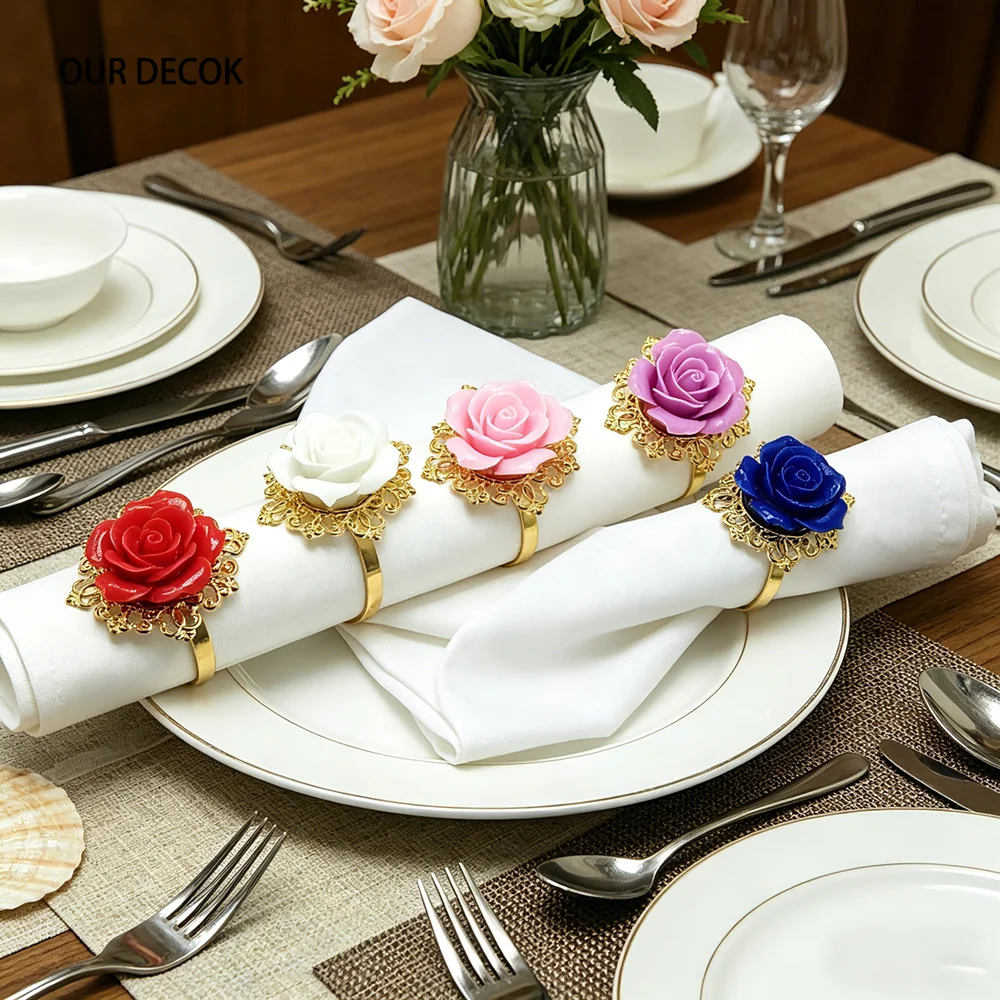 25pcs/lot White Rose Flower Decor Gold Napkin Rings Holder Hoops Romantic Weeding Party Table Decoration
25pcs/lot White Rose Flower Decor Gold Napkin Rings Holder Hoops Romantic Weeding Party Table Decoration