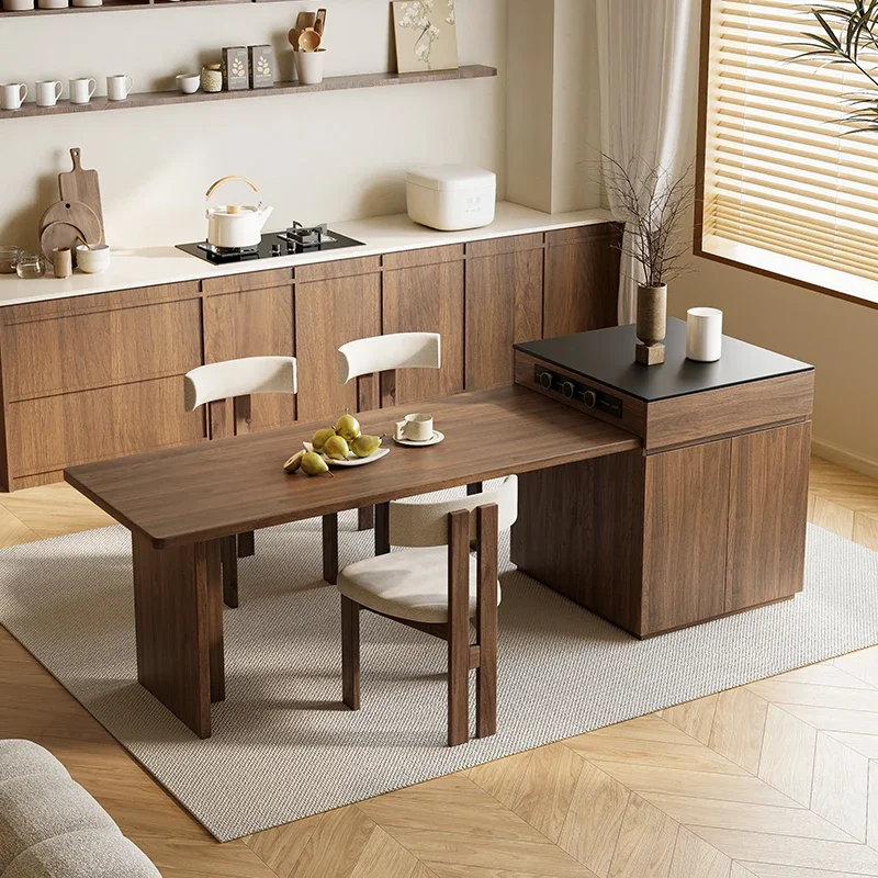 Medieval wind island dining table integrated retractable rock slab walnut log small apartment storage open kitchen dining table
Medieval wind island dining table integrated retractable rock slab walnut log small apartment storage open kitchen dining table