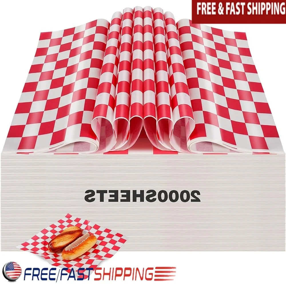 2000 Pcs Grease Resistant Deli Paper Sheets Food Basket Liners Sandwich Wraps Red Checkered Waxed Paper Ideal Restaurants
2000 Pcs Grease Resistant Deli Paper Sheets Food Basket Liners Sandwich Wraps Red Checkered Waxed Paper Ideal Restaurants
