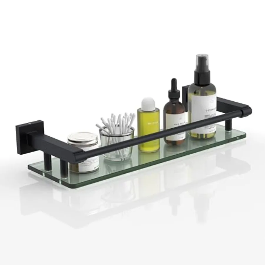 Glass Shelf 16IN for Bathroom Black Rectangular Stainless Steel Tempered Glass Modern Wall Mount Shelf Sink Over Toilet Bathroo
Glass Shelf 16IN for Bathroom Black Rectangular Stainless Steel Tempered Glass Modern Wall Mount Shelf Sink Over Toilet Bathroo
