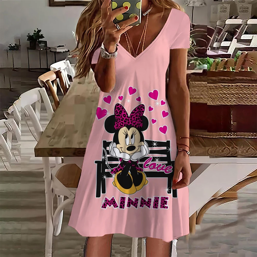 Short Sleeved Women's Midi Dress Disney Mickey Mouse Print Summer 2024 Women's Fashion Print V-neck Dresses
Short Sleeved Women's Midi Dress Disney Mickey Mouse Print Summer 2024 Women's Fashion Print V-neck Dresses