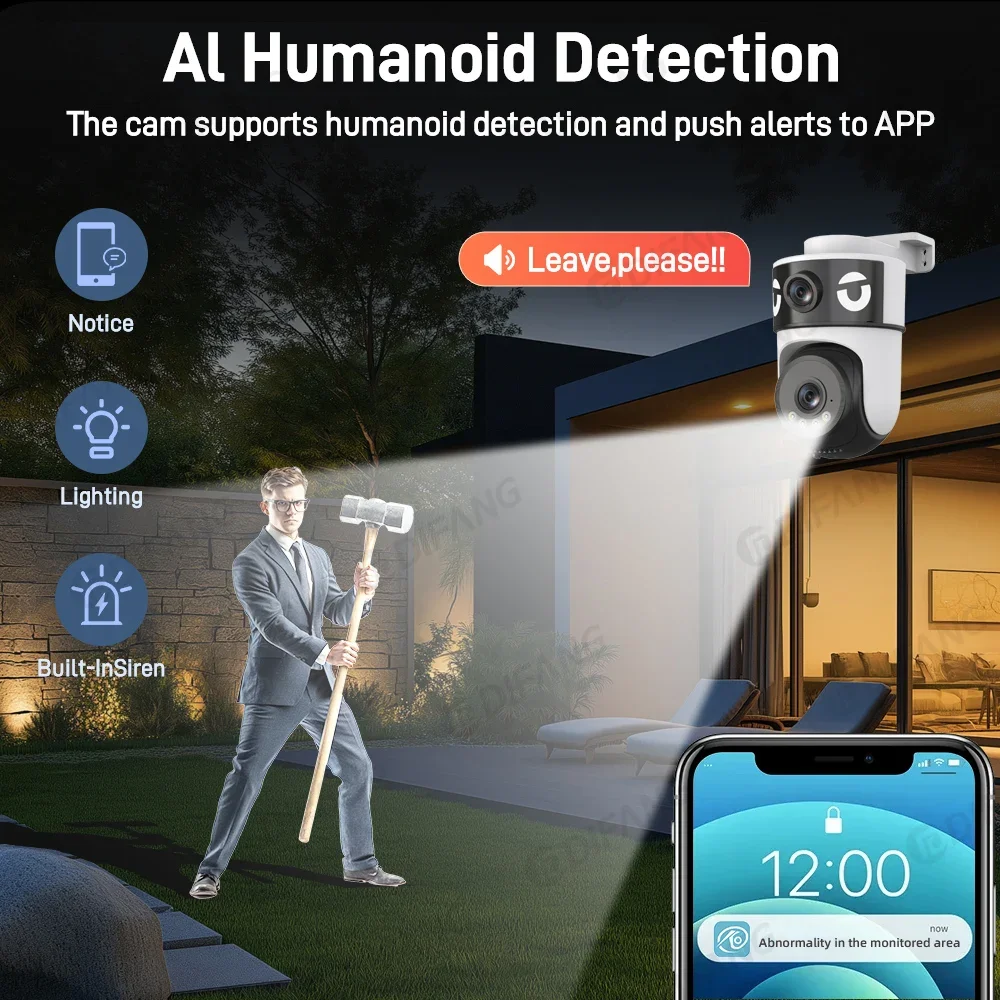 10MP 5X Zoom WiFi Security Cameras Dual Lens Dual Screen PTZ Wireless Outdoor Human Detection Auto Tracking Night Vision CCTV
10MP 5X Zoom WiFi Security Cameras Dual Lens Dual Screen PTZ Wireless Outdoor Human Detection Auto Tracking Night Vision CCTV