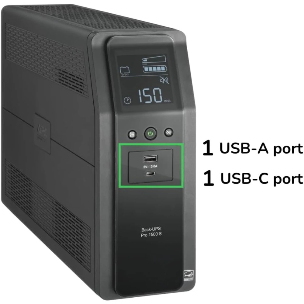 UPS 1500VA Sine Wave UPS Battery Backup, BR1500MS2 Backup Battery Power Supply, AVR, 10 Outlets, (2) USB Charger Ports
UPS 1500VA Sine Wave UPS Battery Backup, BR1500MS2 Backup Battery Power Supply, AVR, 10 Outlets, (2) USB Charger Ports