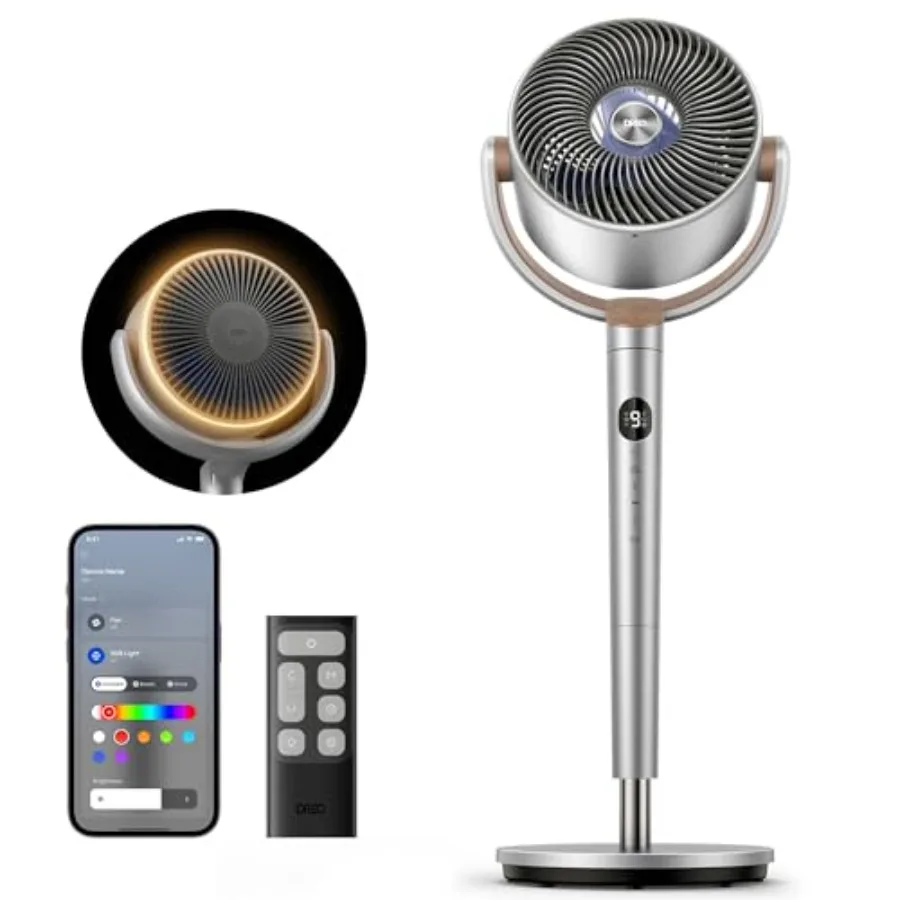 Bedroom smart pedestal fan, aluminum silver, 120+120 oscillation, ultra-quiet 20dB, 9 speeds, 6 modes, RGB light, Wi-Fi/voice c
Bedroom smart pedestal fan, aluminum silver, 120+120 oscillation, ultra-quiet 20dB, 9 speeds, 6 modes, RGB light, Wi-Fi/voice c