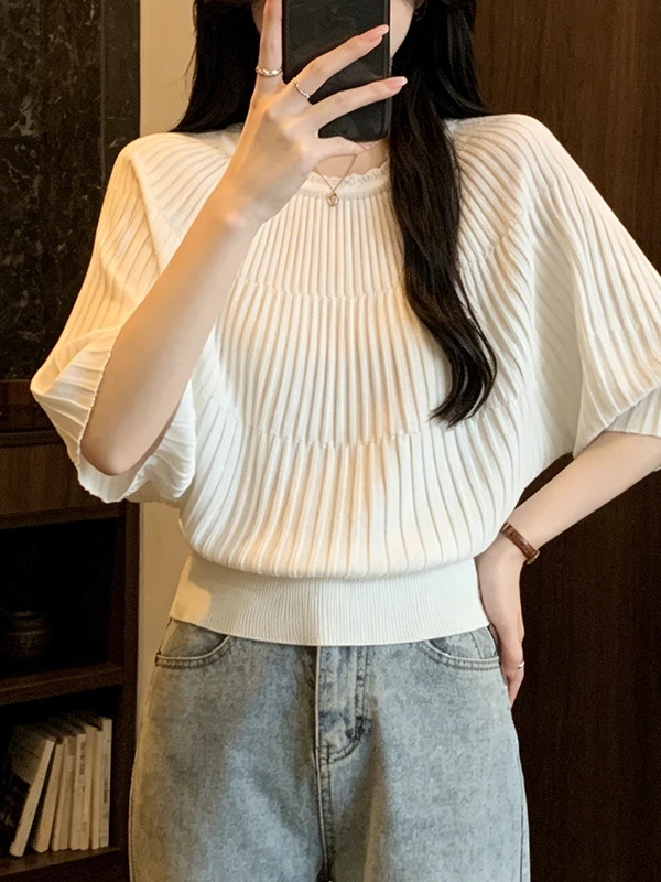Summer New plus Size Women's Simple Pure Striped Shoulder Shawl Cowl Neck Knitted Top Design Slimming Casual Korean Style
Summer New plus Size Women's Simple Pure Striped Shoulder Shawl Cowl Neck Knitted Top Design Slimming Casual Korean Style
