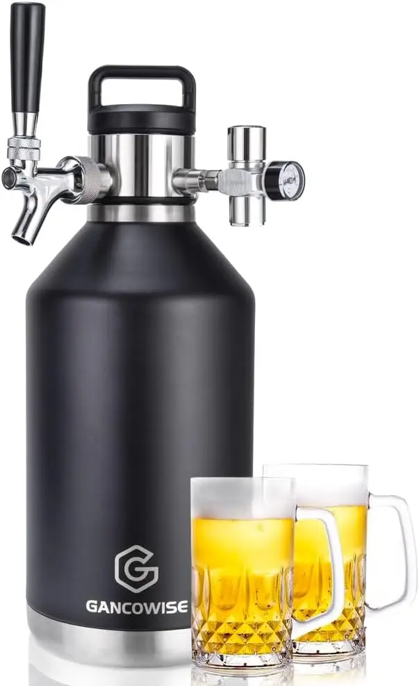 128oz Double-Walled Mini Keg Growler, Stainless Steel Vacuum Insulated Home Dispenser System with Detachable Faucet & Regulator
128oz Double-Walled Mini Keg Growler, Stainless Steel Vacuum Insulated Home Dispenser System with Detachable Faucet & Regulator
