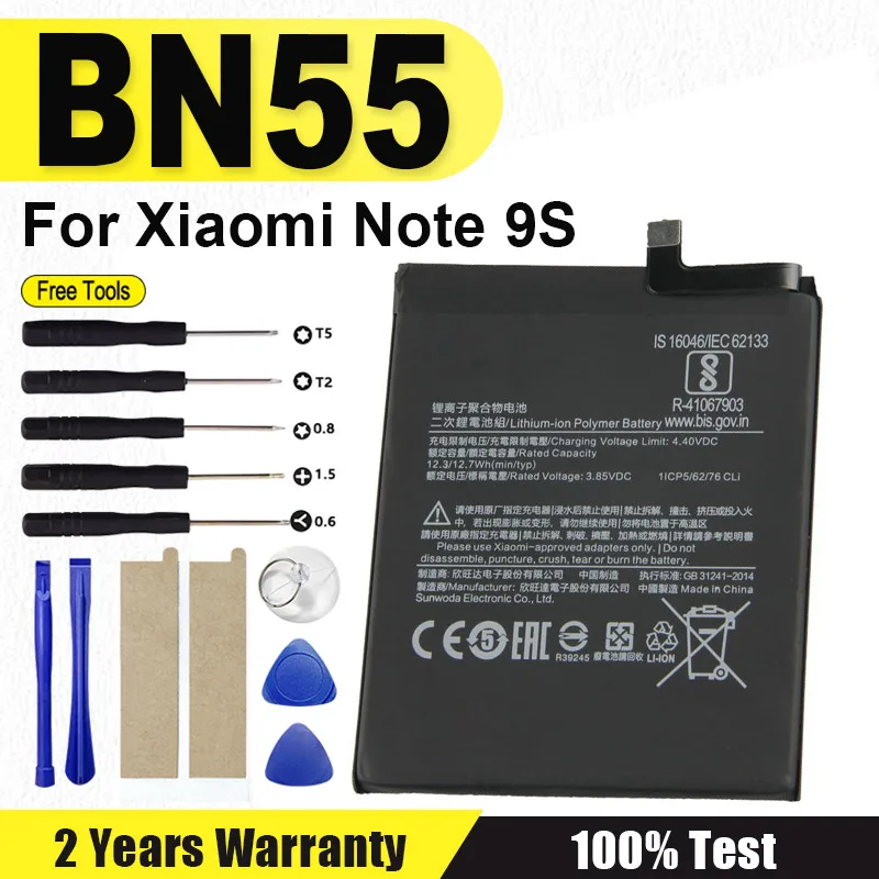 BN55 New High Quality Replacement Battery For Xiaomi Note 9S Note9S Phone Battery 5020mAh High Capacity + Free Tools
BN55 New High Quality Replacement Battery For Xiaomi Note 9S Note9S Phone Battery 5020mAh High Capacity + Free Tools