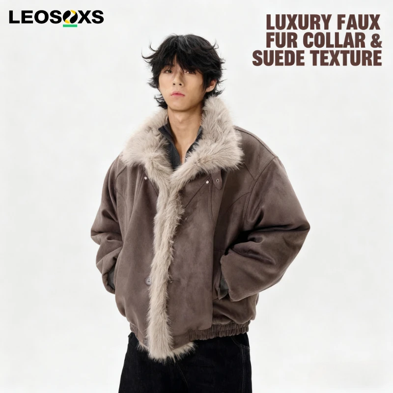 LEOSOXS Vintage Distressed Mountain Eagle Thickened Cotton Jacket Loose Deconstructed Brushed High-end Fur Collar Outerwear Gray
LEOSOXS Vintage Distressed Mountain Eagle Thickened Cotton Jacket Loose Deconstructed Brushed High-end Fur Collar Outerwear Gray