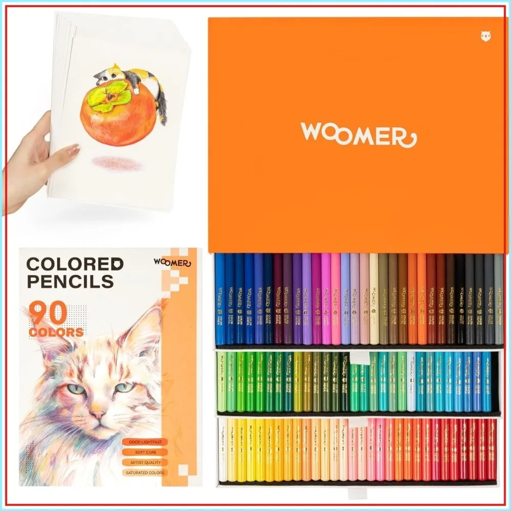 90 Oil-Based Colored Pencils with 20 Textured Drawing Sheets - Soft Core, High Pigment for Blending & Layering
90 Oil-Based Colored Pencils with 20 Textured Drawing Sheets - Soft Core, High Pigment for Blending & Layering