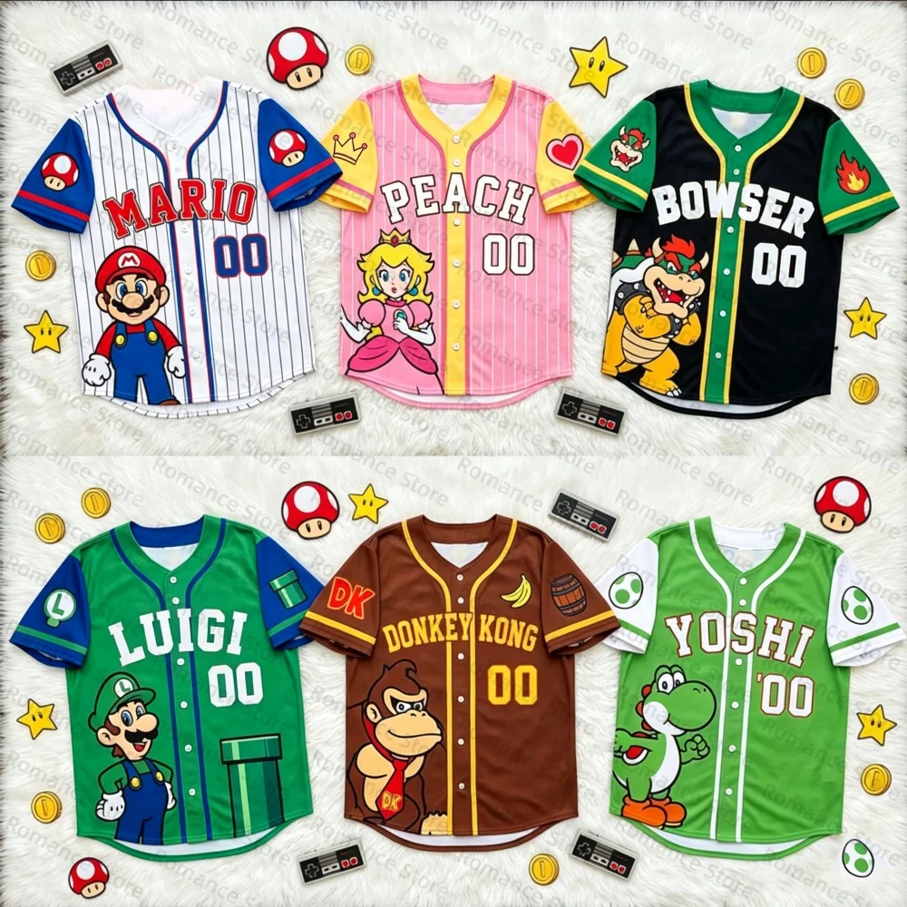 Super Mario Baseball Tops for Kids Mario Luigi Yoshi Gaming Outfit Gift for Boys Girls Y2K Jersey Men's Shirts Woman t-shirts
Super Mario Baseball Tops for Kids Mario Luigi Yoshi Gaming Outfit Gift for Boys Girls Y2K Jersey Men's Shirts Woman t-shirts