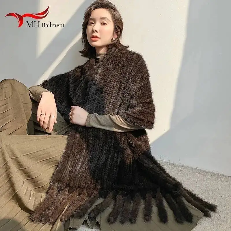 Mink fur shawl warm and fashionable in winter real fur double knitted scarf women fur shoulder ridge Bib large pocket tassel
Mink fur shawl warm and fashionable in winter real fur double knitted scarf women fur shoulder ridge Bib large pocket tassel