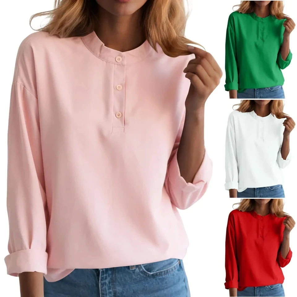 Spring Summer Women's Shirt Blouses Button Long Sleeve Tops Loose Fit Pullover Solid Casual Blouse Daily Elegant Top Female
Spring Summer Women's Shirt Blouses Button Long Sleeve Tops Loose Fit Pullover Solid Casual Blouse Daily Elegant Top Female