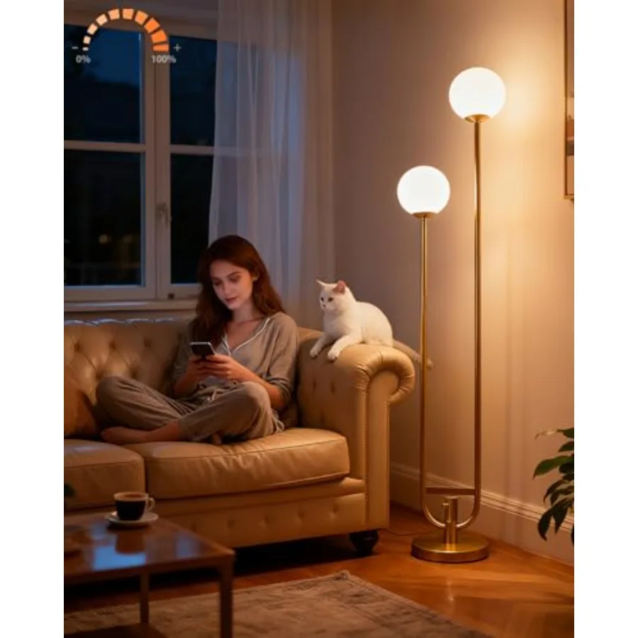 63IN Dimmable Floor Lamp with Shelf, Unique Gold Tall Standing Lamps with Bulbs, 3000K Warmwhite Mid Century Modern Floor Lamp
63IN Dimmable Floor Lamp with Shelf, Unique Gold Tall Standing Lamps with Bulbs, 3000K Warmwhite Mid Century Modern Floor Lamp