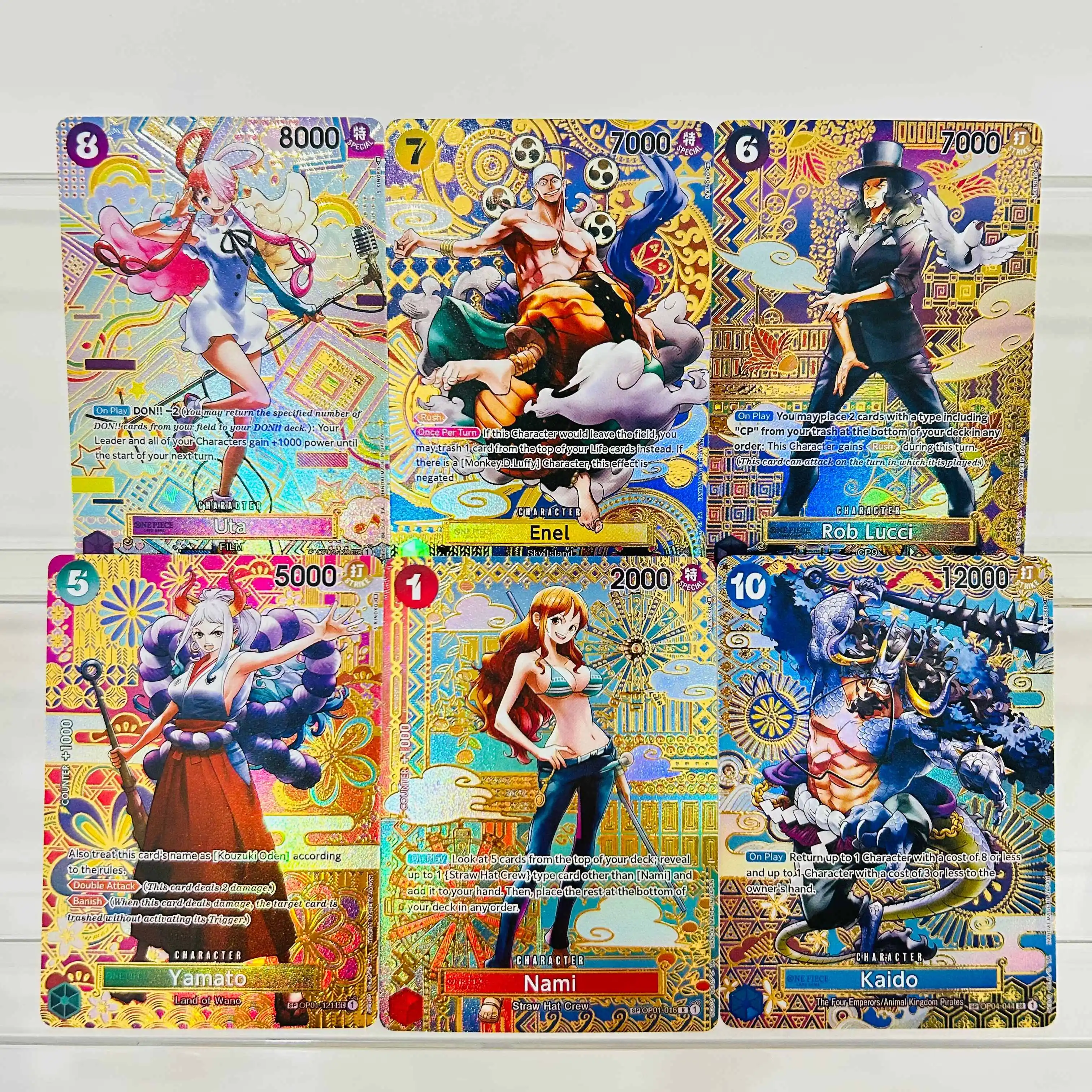 One Piece Uta Enel Rob Lucci Yamato Nami Kaido 6Pcs EN Holographic Cards Collectible Grade DIY Premium Anime Collection Card
One Piece Uta Enel Rob Lucci Yamato Nami Kaido 6Pcs EN Holographic Cards Collectible Grade DIY Premium Anime Collection Card