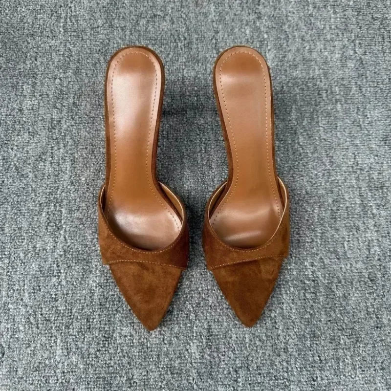 Sexy Women's High Heeled Suede Mules Pointed Open Toe Thin Heels Party Shoes Elegant Summer Pull On Evening Modern Slippers
Sexy Women's High Heeled Suede Mules Pointed Open Toe Thin Heels Party Shoes Elegant Summer Pull On Evening Modern Slippers