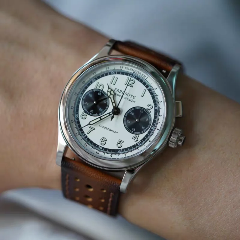 FARASUTE Men Chronograph Watch Pilot 40mm Manual Winding Mechanical Wristwatch Sapphire Mirror ST19 Luminous
FARASUTE Men Chronograph Watch Pilot 40mm Manual Winding Mechanical Wristwatch Sapphire Mirror ST19 Luminous