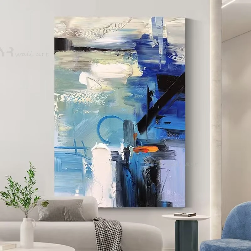 Handmade Abstract Blue Oil Painting On Canvas For Indoor decoration Knife Drawn Wall Art Poster For Living Room Bedroom Entrance
Handmade Abstract Blue Oil Painting On Canvas For Indoor decoration Knife Drawn Wall Art Poster For Living Room Bedroom Entrance