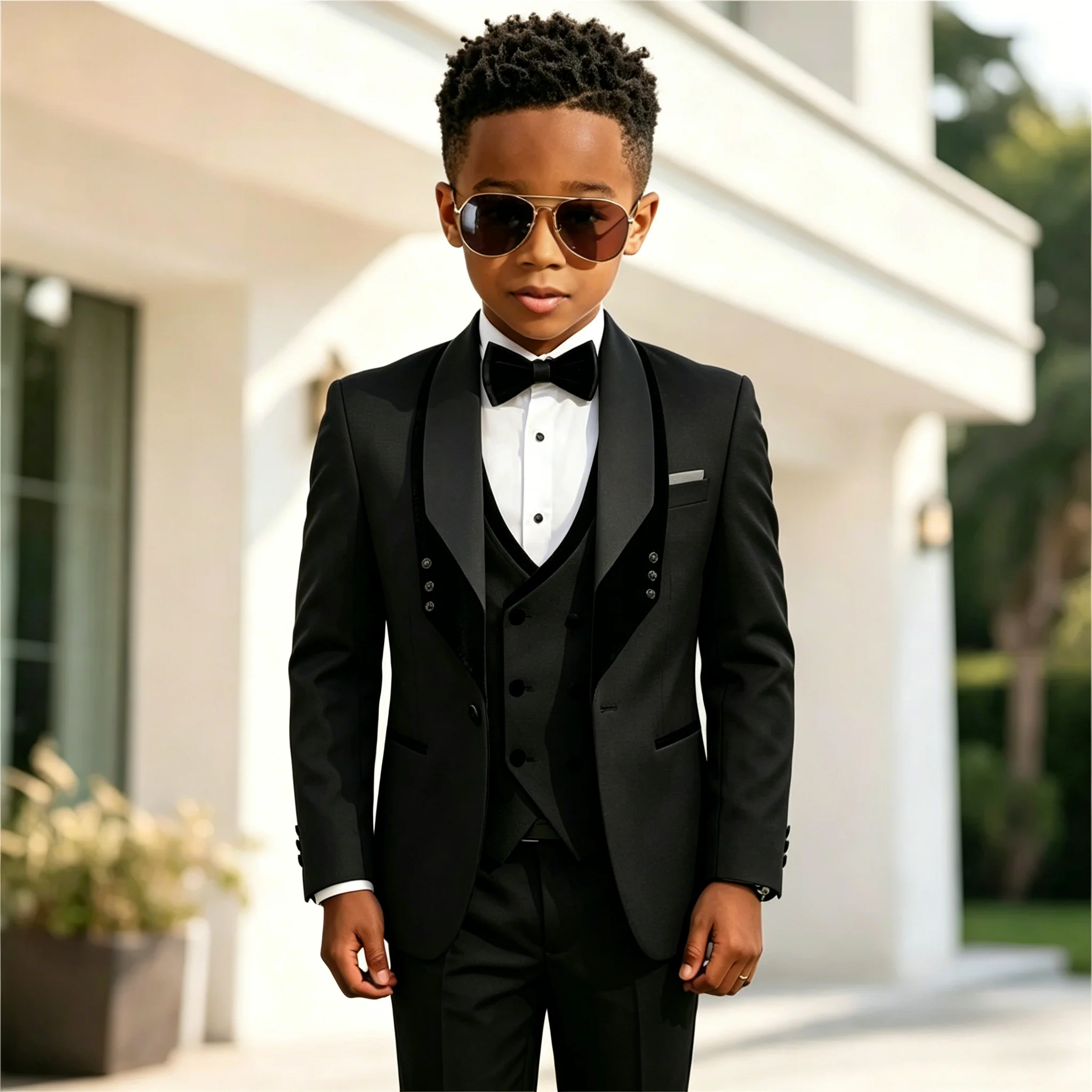 Black Boy Suits Shawl Lapel Tuxedo 3 Pieces Formal Banquet Outfit High Quality Children's Stylish Suit Set Party Wear 2-16T
Black Boy Suits Shawl Lapel Tuxedo 3 Pieces Formal Banquet Outfit High Quality Children's Stylish Suit Set Party Wear 2-16T