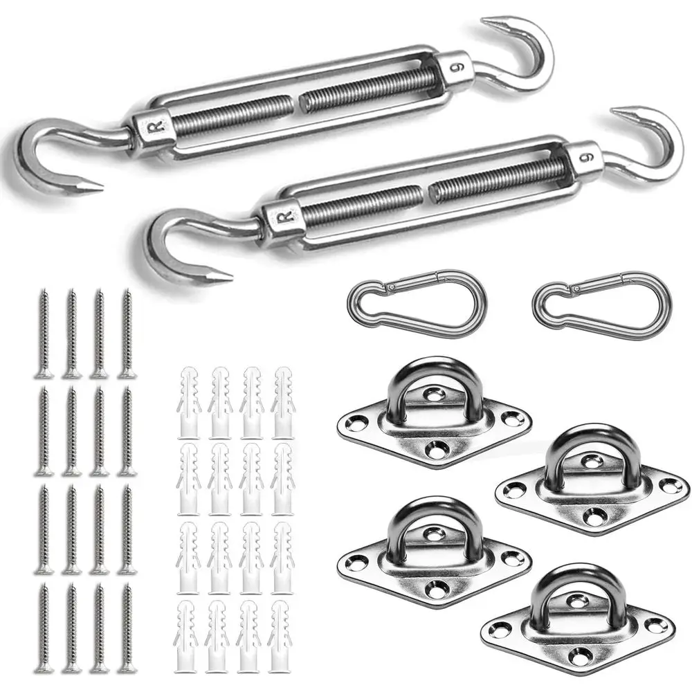 Sun Shade Sail Stainless Steel Hardware Kit 6 Inch for RecShade Sail Installation Backyard Deck Patio Garden
Sun Shade Sail Stainless Steel Hardware Kit 6 Inch for RecShade Sail Installation Backyard Deck Patio Garden