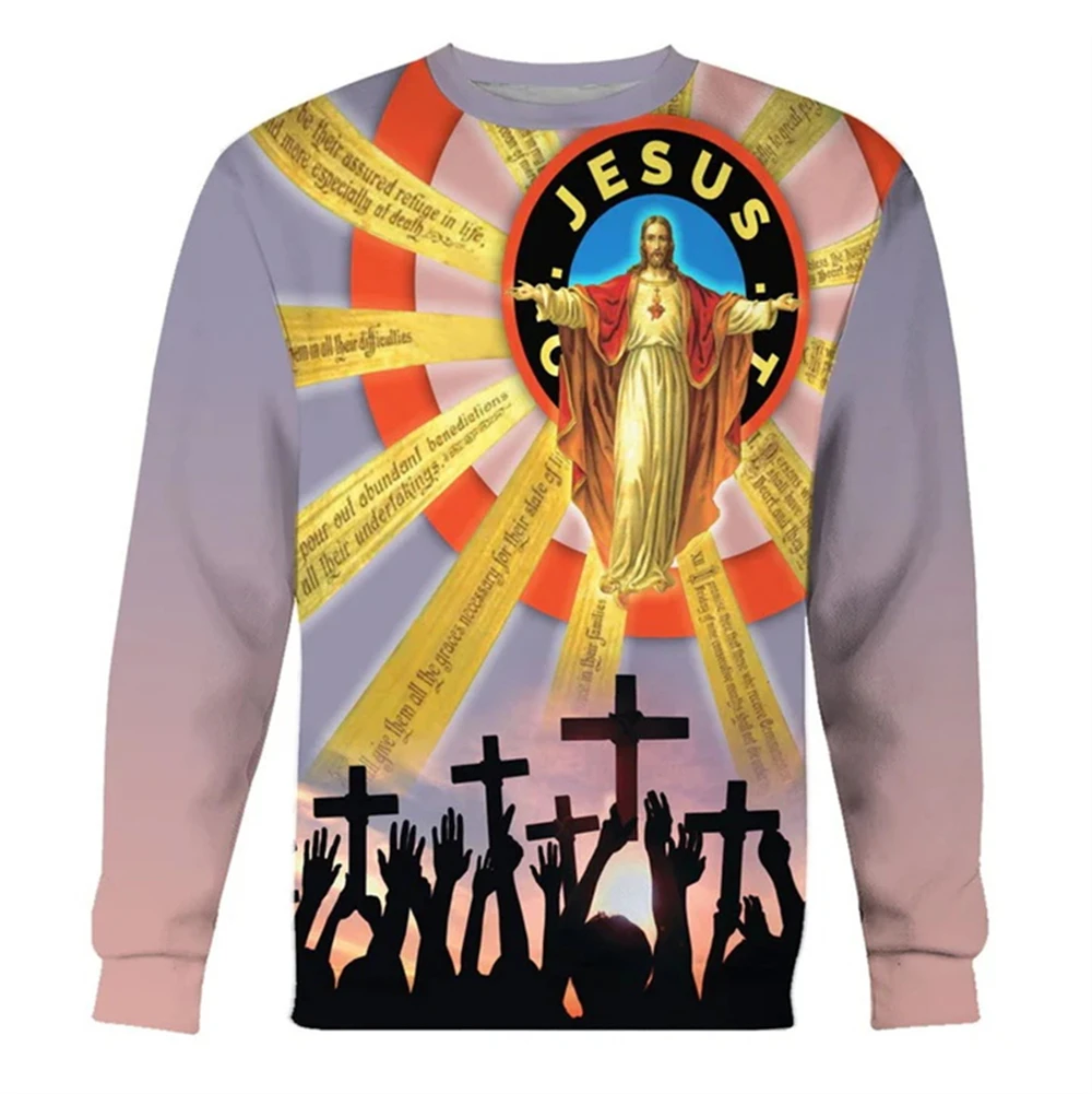 Vintage Men's Sweatshirt Tops Cross Jesus Graphic 3D Crewneck Hoodies Men's Christian Printed Unisex Casual Oversized Sweater
Vintage Men's Sweatshirt Tops Cross Jesus Graphic 3D Crewneck Hoodies Men's Christian Printed Unisex Casual Oversized Sweater