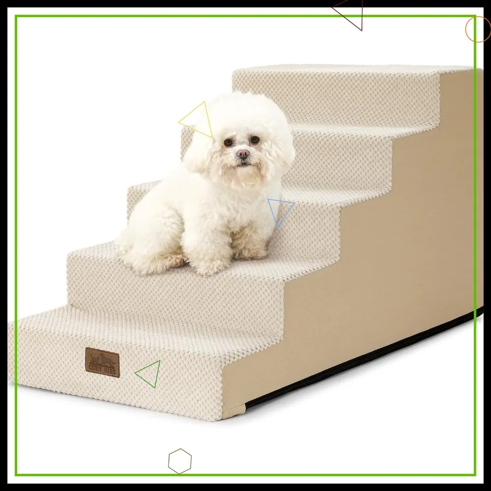 17.7" Dog Stairs for Small Dogs, 5-Step Gentle Incline Pet Step for Couch & Beds, Right-Angle Ramp for Puppy Senior Cats, Beige
17.7" Dog Stairs for Small Dogs, 5-Step Gentle Incline Pet Step for Couch & Beds, Right-Angle Ramp for Puppy Senior Cats, Beige