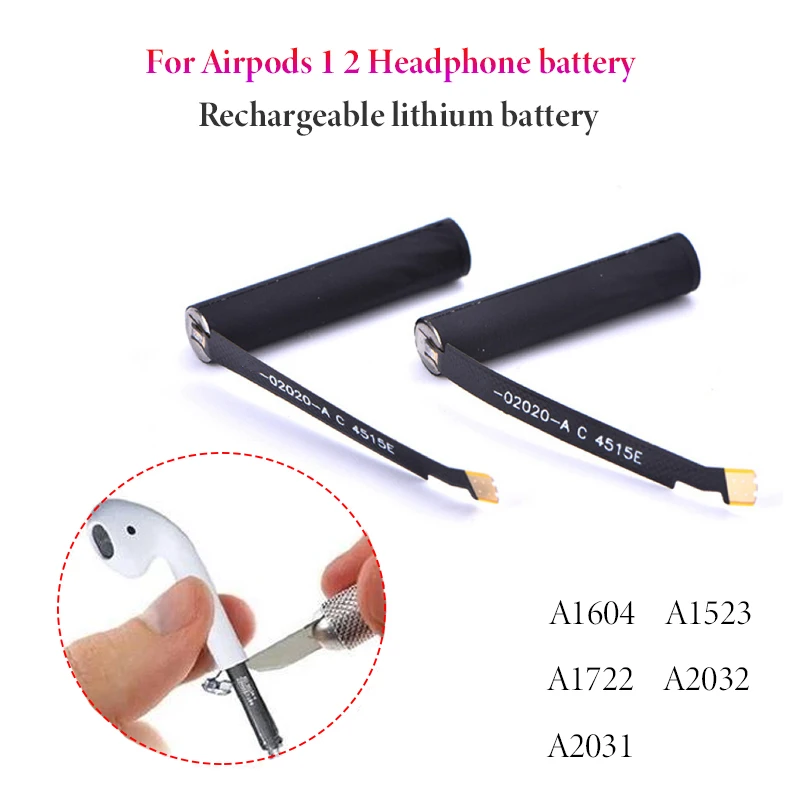 Replacement Battery 25mAh for Airpods 1st 2nd A1604 A1523 A1722 A2032 A2031 for Air Pods 1 2 Bluetooth Headset Battery
Replacement Battery 25mAh for Airpods 1st 2nd A1604 A1523 A1722 A2032 A2031 for Air Pods 1 2 Bluetooth Headset Battery