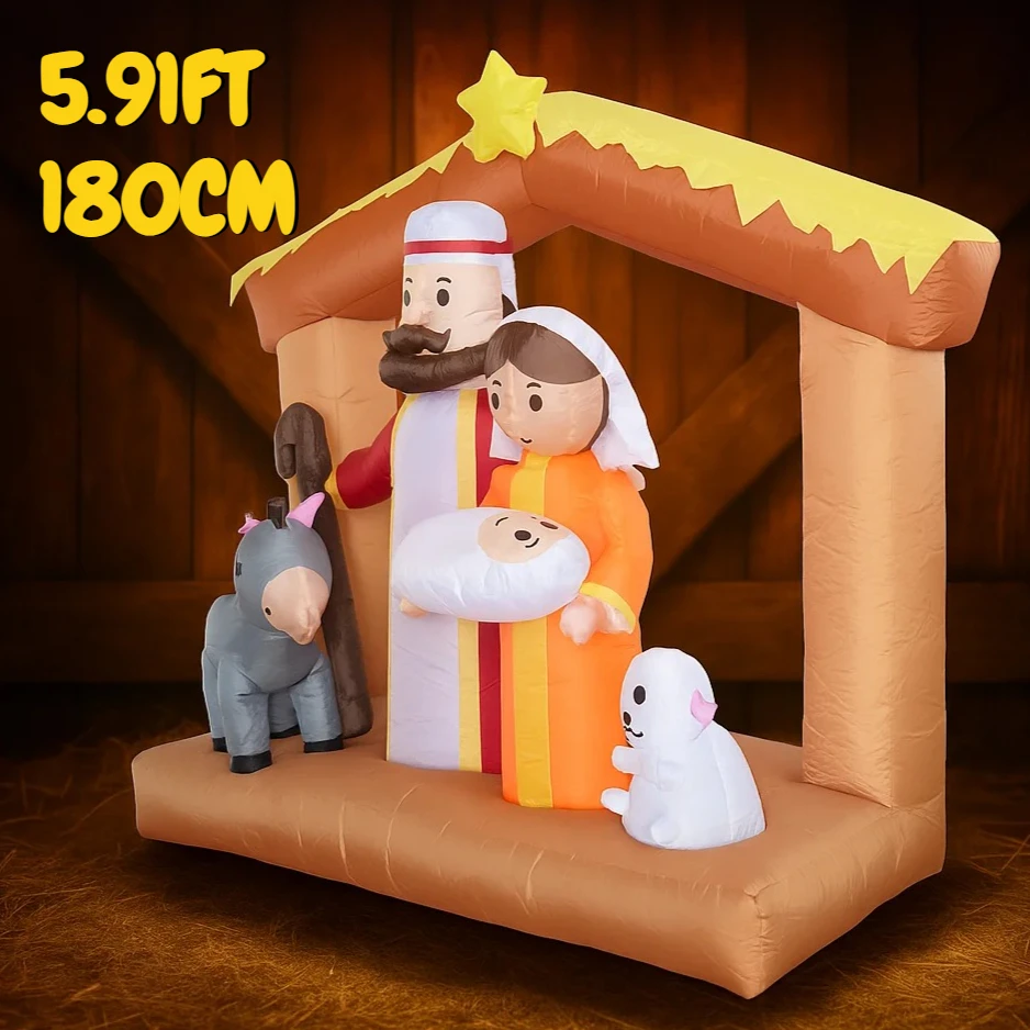 5.91FT Inflatable Toy Christmas Holy Family Donkey Lamb Festive Gifts Xmas Decorations for Yard Supplie Home Decoration Ornament
5.91FT Inflatable Toy Christmas Holy Family Donkey Lamb Festive Gifts Xmas Decorations for Yard Supplie Home Decoration Ornament