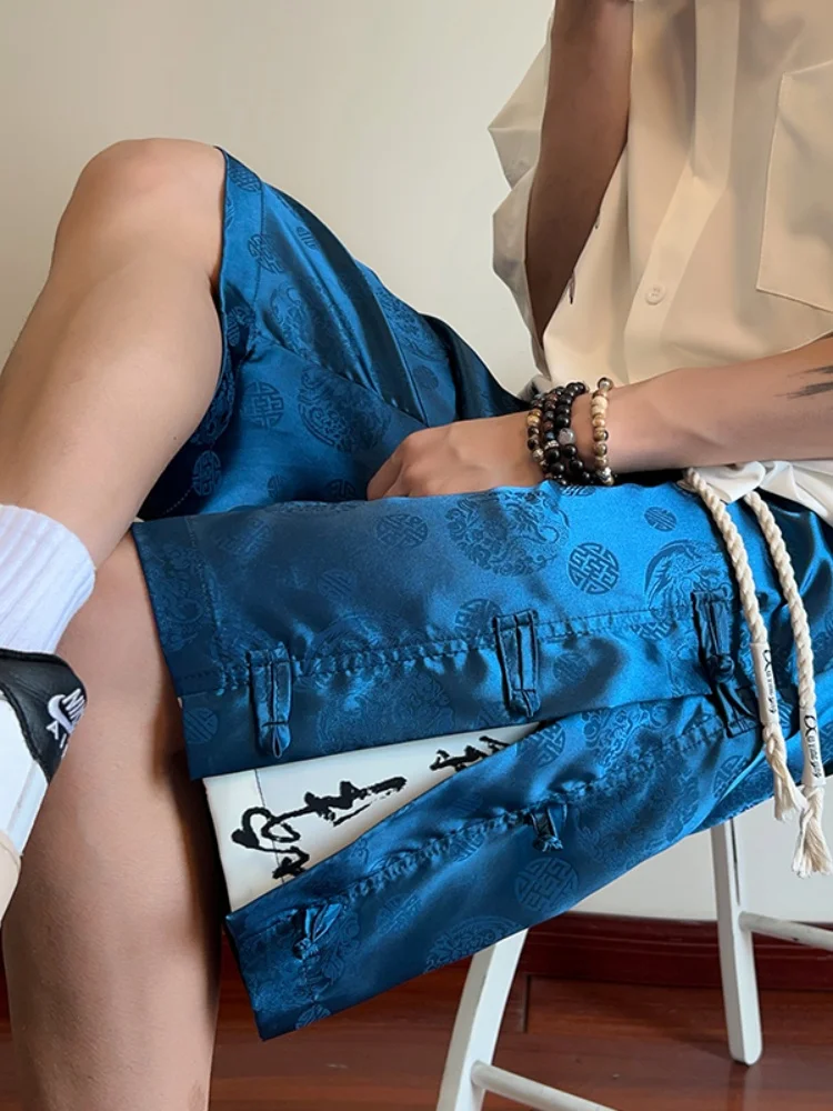 Men's Ice Silk Satin orts Summer Five-Quarter Casual Loose Fit Elastic Waist Straight Leg Cool Feeling Thin New Chinese Sle
Men's Ice Silk Satin orts Summer Five-Quarter Casual Loose Fit Elastic Waist Straight Leg Cool Feeling Thin New Chinese Sle