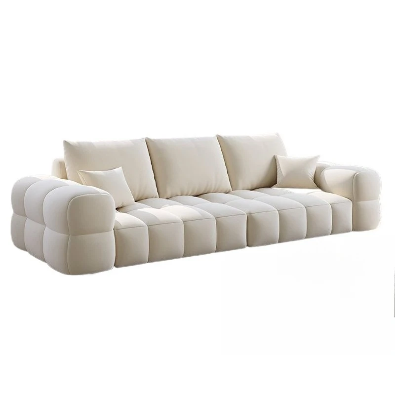 Home cream style puff marshmallow living room velvet fabric sofa in-line
Home cream style puff marshmallow living room velvet fabric sofa in-line