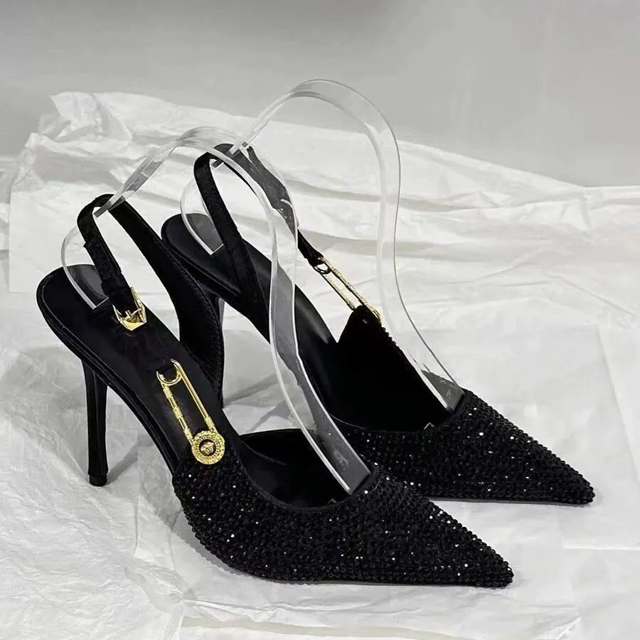 Luxury Rhinestones Sequined Buckle Women Pumps Elegant Pointed toe Slingbacks Stiletto High heels Spring Summer Fashion Shoes
Luxury Rhinestones Sequined Buckle Women Pumps Elegant Pointed toe Slingbacks Stiletto High heels Spring Summer Fashion Shoes