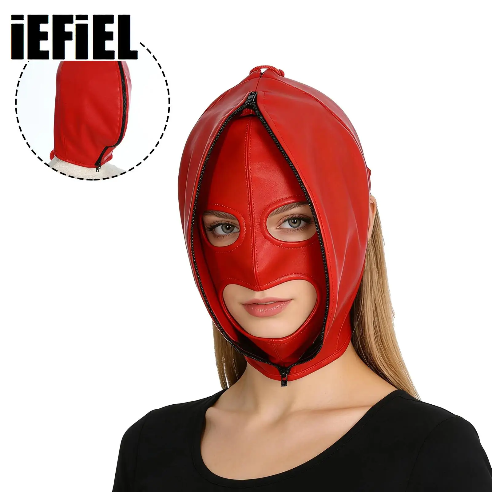 Leather Mask Full Face Double Layer Headgear Zip Head Hood Adjustable Lace-Up Leather Bondage Masks Halloween Cosplay Party Mask
Leather Mask Full Face Double Layer Headgear Zip Head Hood Adjustable Lace-Up Leather Bondage Masks Halloween Cosplay Party Mask