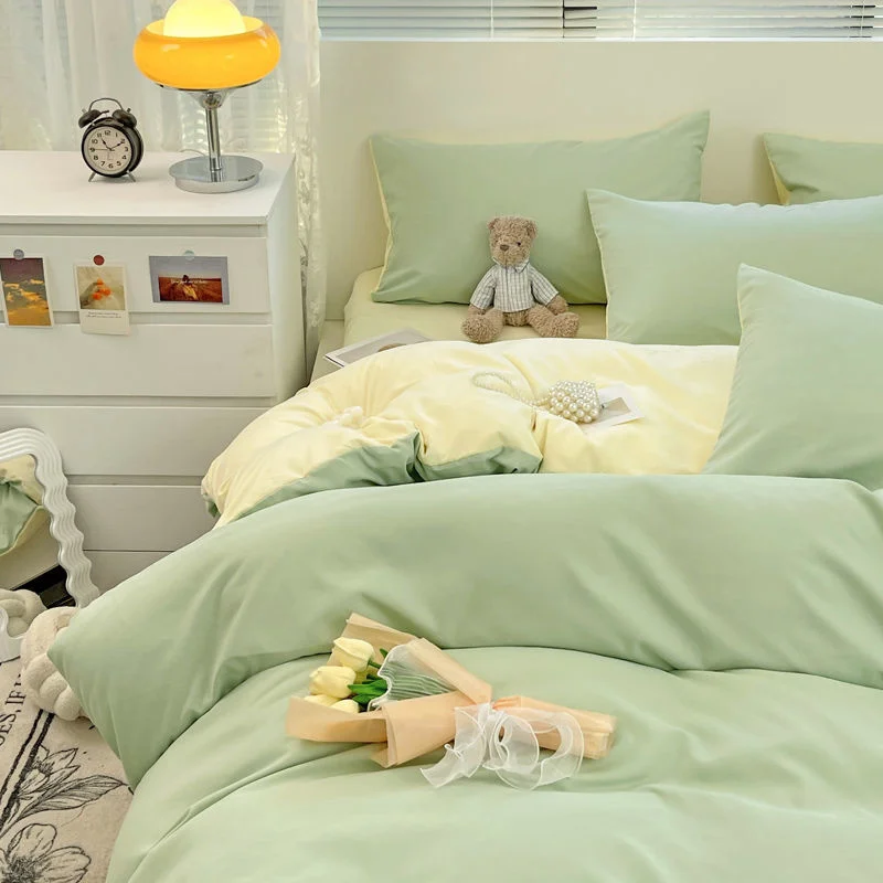 Ins Cream Style Solid Bedding Set Girls Women Duvet Cover Soft Queen Full Twin Size Flat Bed Sheet Green Quilt Cover Pillowcase
Ins Cream Style Solid Bedding Set Girls Women Duvet Cover Soft Queen Full Twin Size Flat Bed Sheet Green Quilt Cover Pillowcase