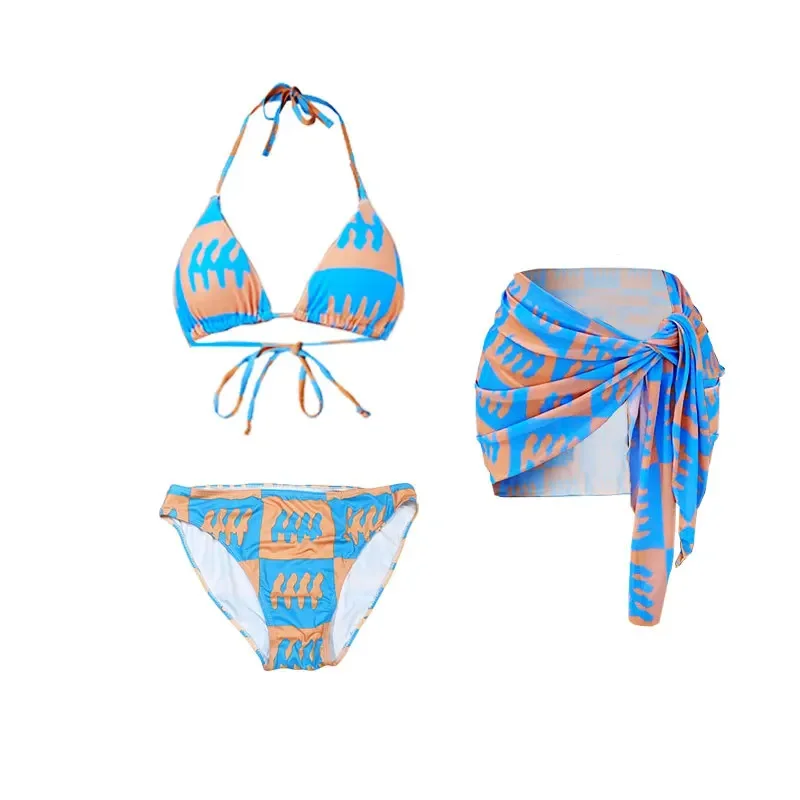sexy Korean fashion halter print micro mini bikinis sets three pieces with tie cover skirt swimsuit padded swimwear biquini
sexy Korean fashion halter print micro mini bikinis sets three pieces with tie cover skirt swimsuit padded swimwear biquini