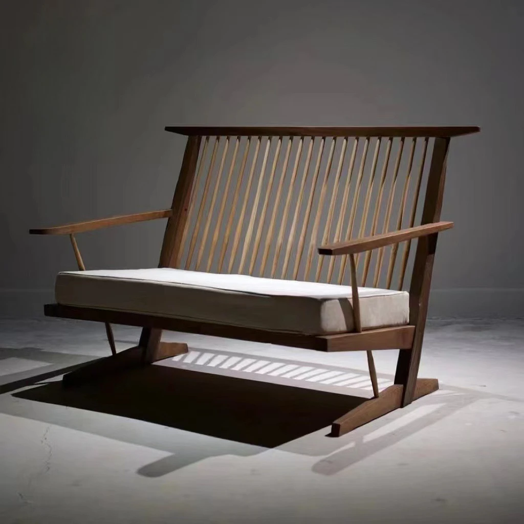 Double sofa chair with armrests Solid wood sofa chair Simple wabi-sabi chair Household
Double sofa chair with armrests Solid wood sofa chair Simple wabi-sabi chair Household