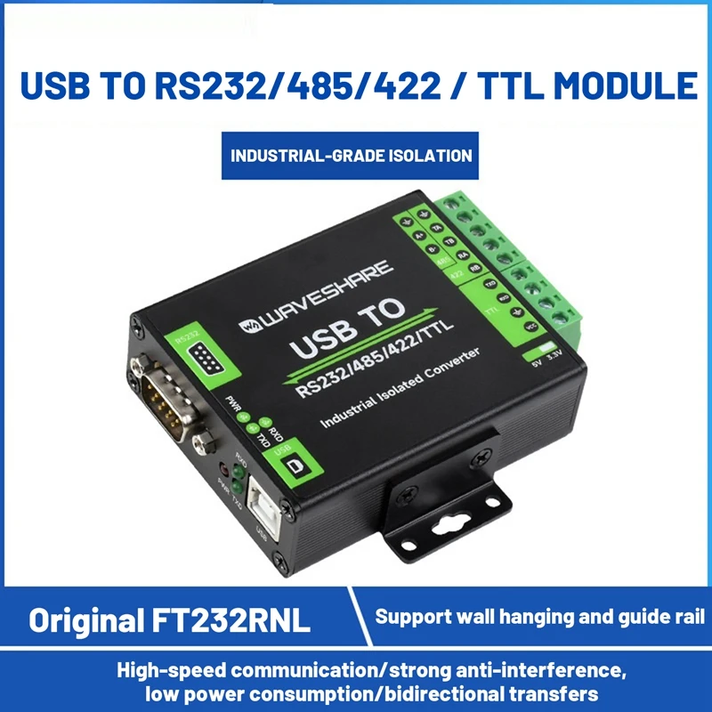 Цифровой изолированный USB-конвертер Waveshare FT232RNL, преобразователь USB в RS232/485/422/TTL, бит/с, скорость связи 3 Мбит/с
Цифровой изолированный USB-конвертер Waveshare FT232RNL, преобразователь USB в RS232/485/422/TTL, бит/с, скорость связи 3 Мбит/с