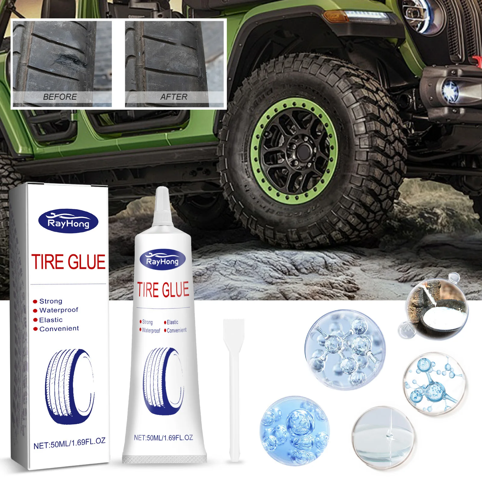 Tire Sidewall Repair Adhesive 50ml - Flexible Rubber Cement for Emergency Crack & Scratch Repairs, Includes Applicator Tool
Tire Sidewall Repair Adhesive 50ml - Flexible Rubber Cement for Emergency Crack & Scratch Repairs, Includes Applicator Tool